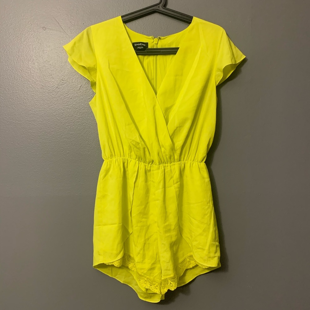 bebe neon yellow romper